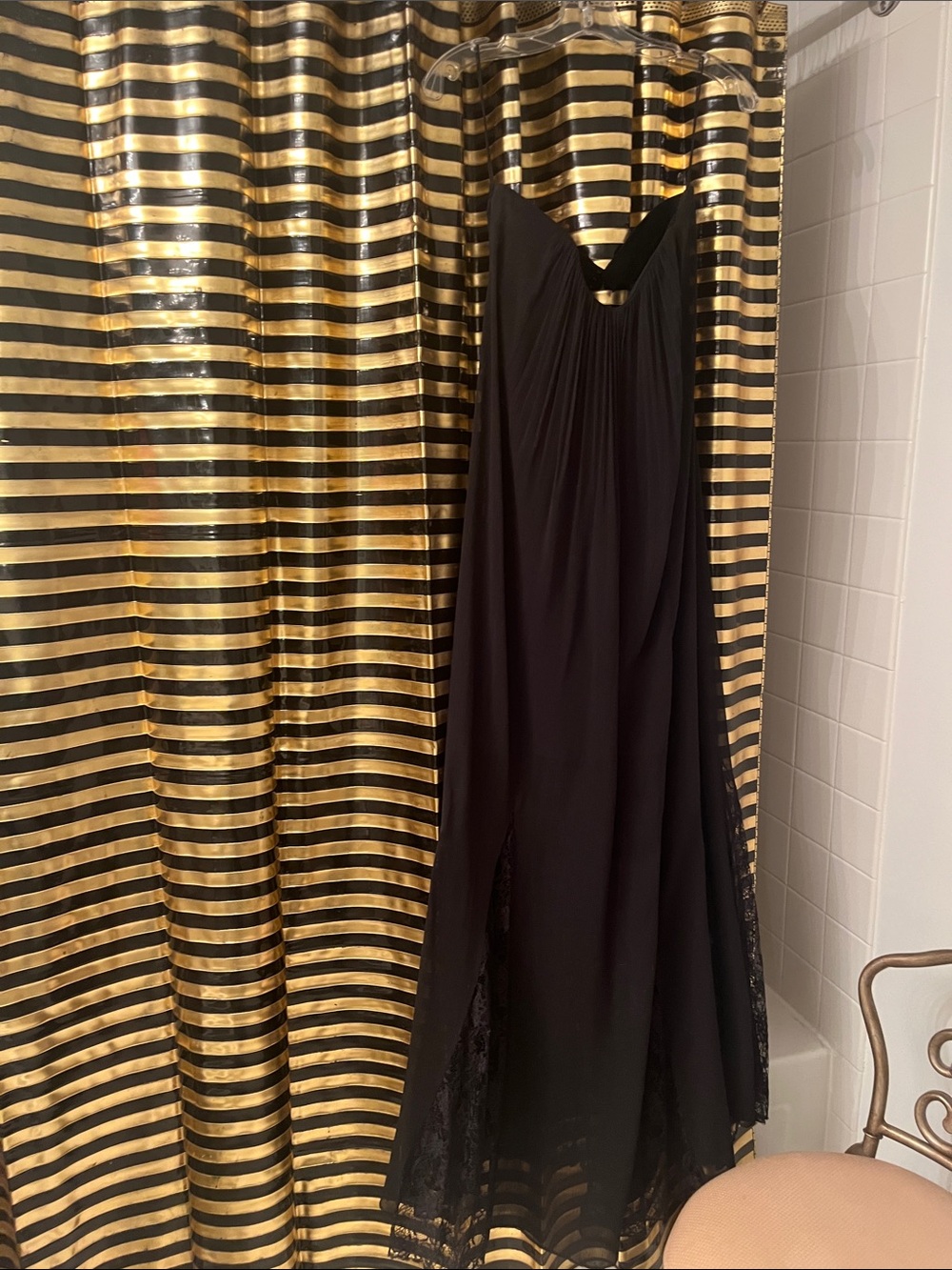 Alice + Olivia Black StraplessEvening Dress with Lace Panels
